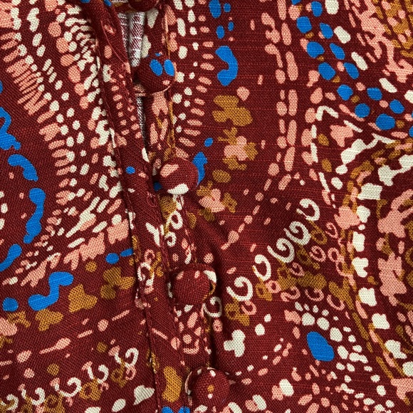 NEW Knox Rose Deep Hibiscus Boho Long Sleeve Paisley Rayon Button Blouse Large - Picture 4 of 6